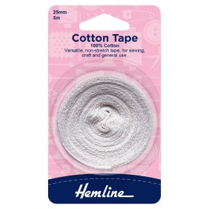 Cotton Tape: 5m x 25mm: White