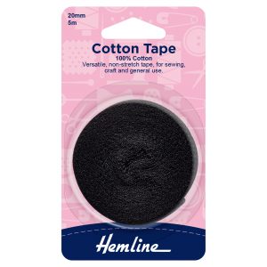 Cotton Tape: 5m x 20mm: Black