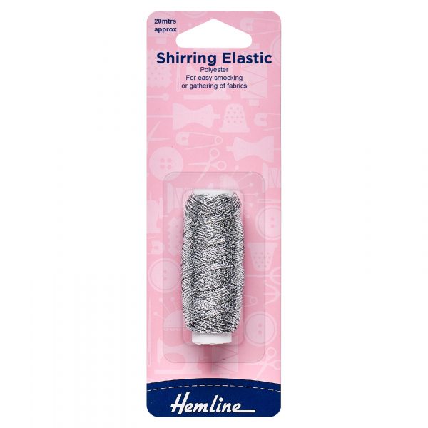 H600 SR 1 scaled Shirring Elastic: 20m x 0.75mm: Silver