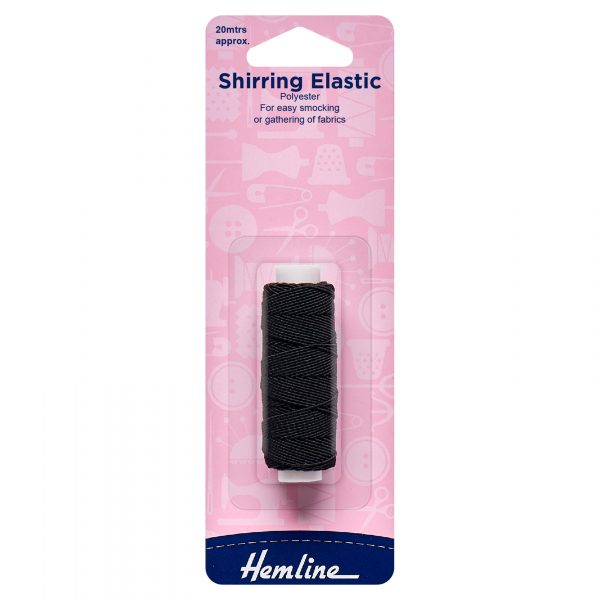 H601 1 scaled Shirring Elastic: 20m x 0.75mm: Black