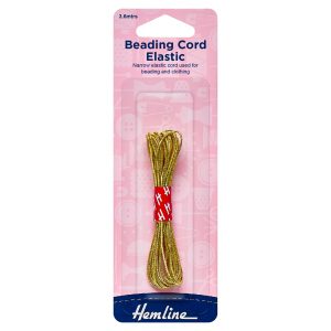 Beading Cord Elastic: 3.6m x 1.3mm: Gold