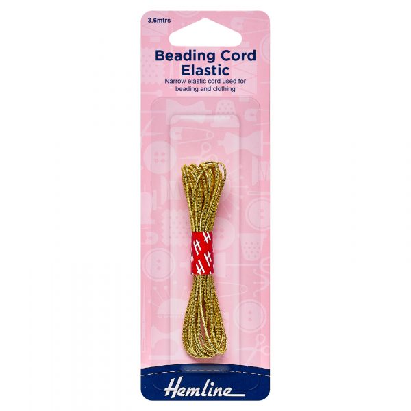 Beading Cord Elastic: 3.6m x 1.3mm: Gold