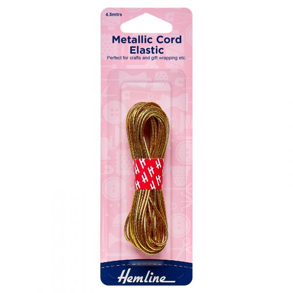 H615 GD 1 scaled Metallic Cord Elastic: 4.5m x 1.3mm: Gold