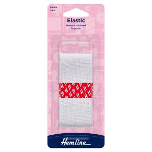 General Purpose Knitted Elastic: 1m x 40mm: White