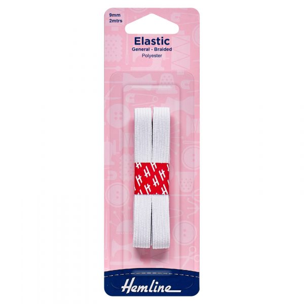 H620 9 1 scaled General Purpose Braided Elastic: 2m x 9mm: White