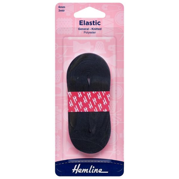 General Purpose Knitted Elastic: 3m x 6mm: Black