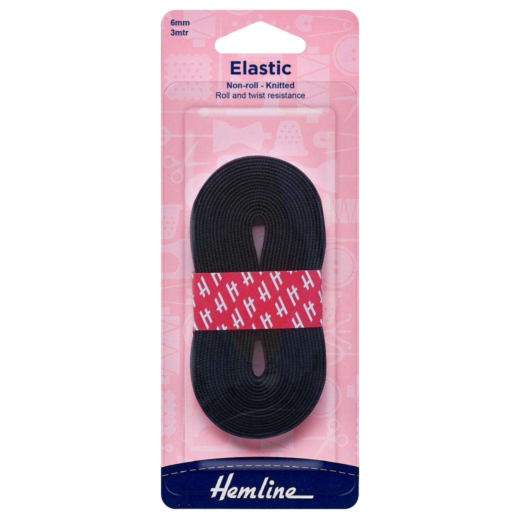 Non-Roll Knitted Elastic: 3m x 6mm: Black