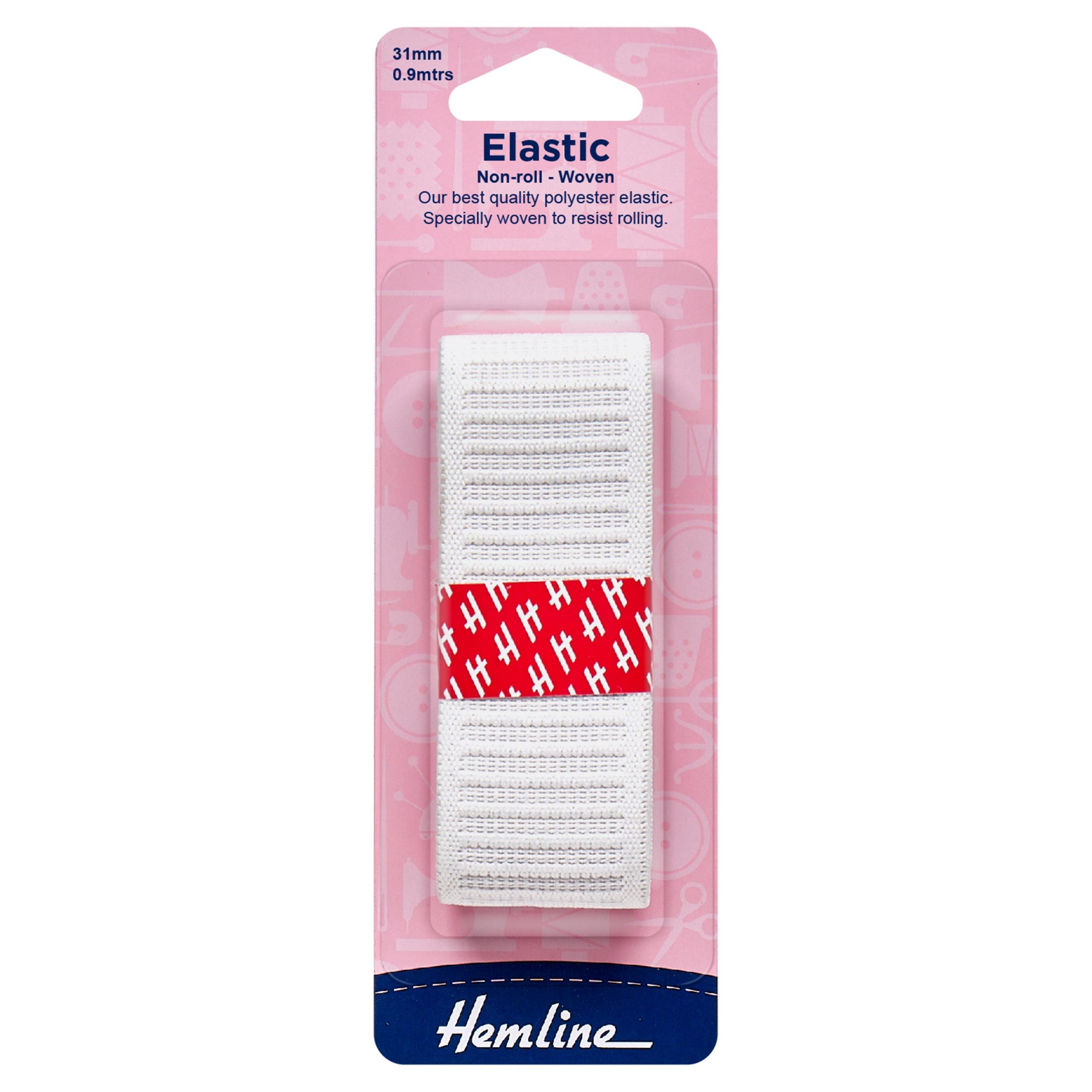Woven Non-Roll Elastic: 0.9m x 31mm: White