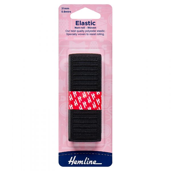 Woven Non-Roll Elastic: 0.9m x 31mm: Black