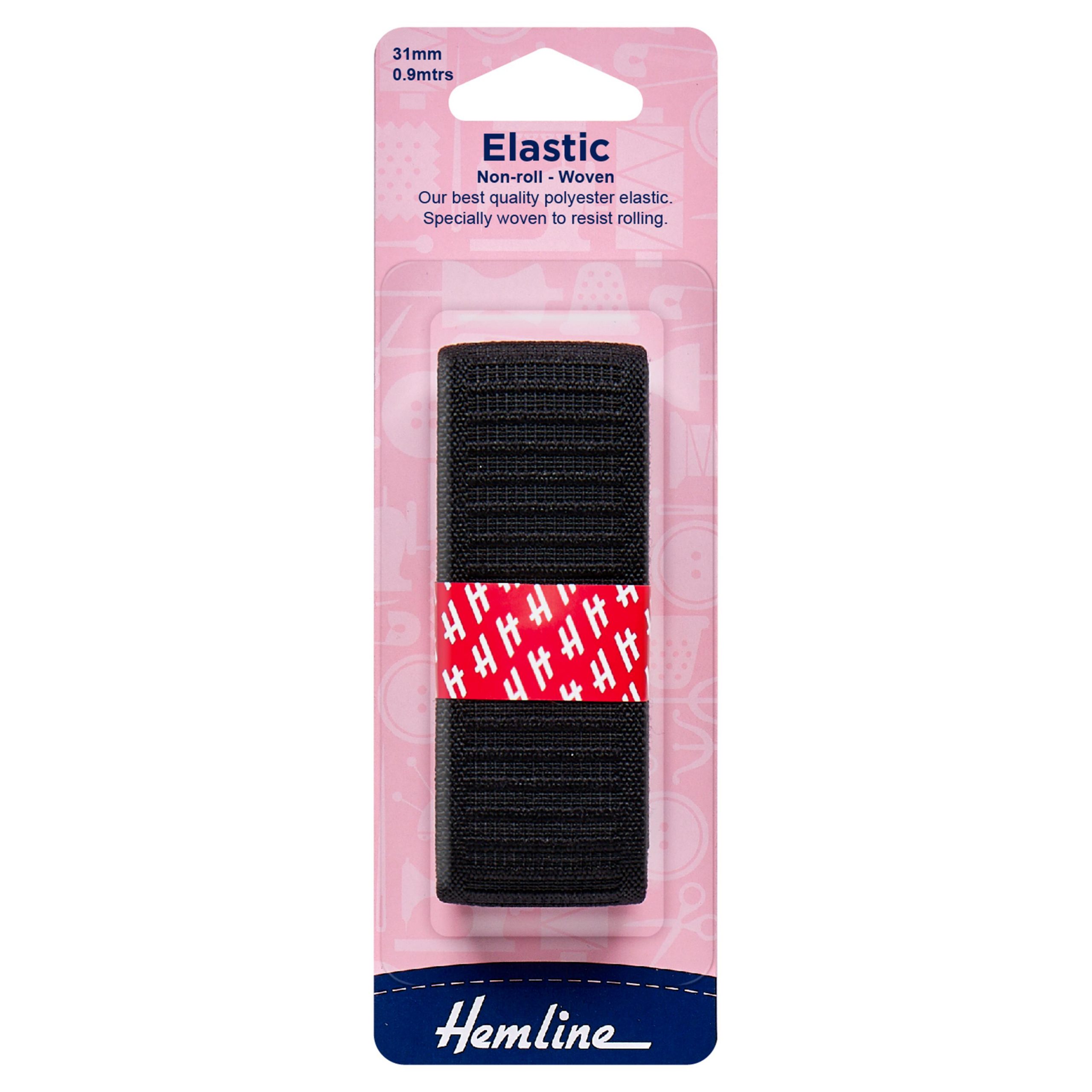 Woven Non-Roll Elastic: 0.9m x 31mm: Black