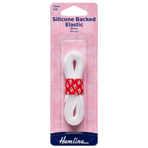 Elastic: Silicone Backed: 1m x 12mm: White