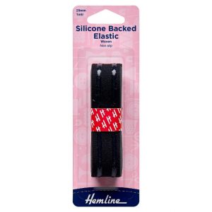 Elastic: Silicone Backed:1m x 25mm :Black