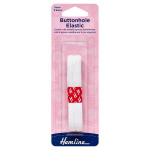 Buttonhole Elastic: 0.9m x 15mm: White
