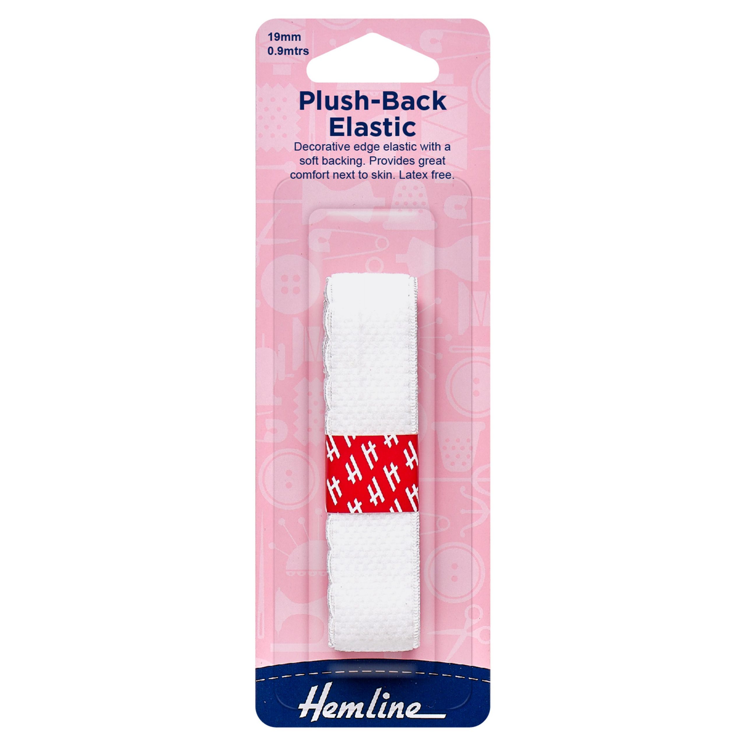 Plush-Back Elastic: 0.9m x 19mm: White