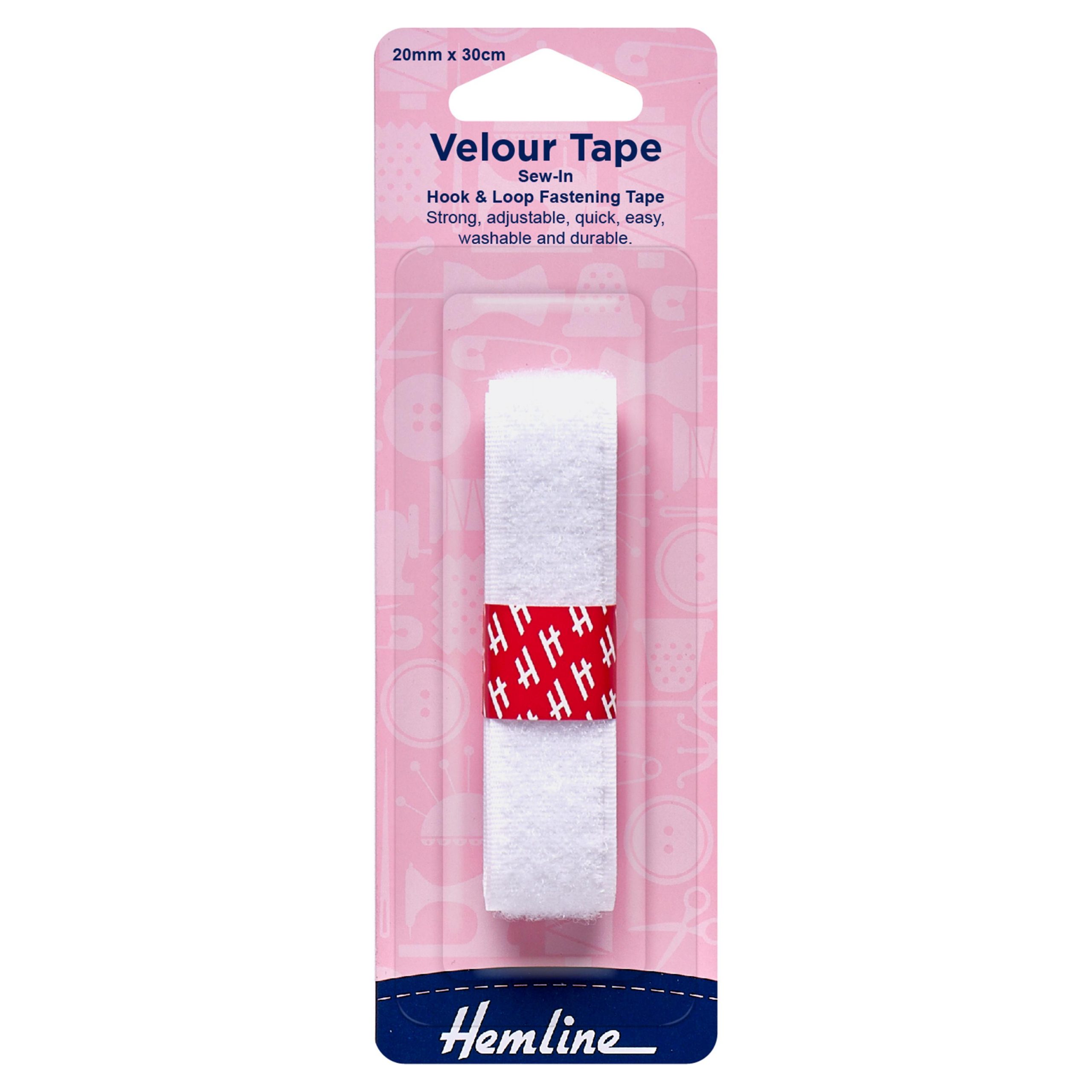 Hook & Loop Tape: Sew-On: 30cm x 20mm: White