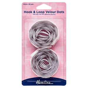 Hook & Loop Dots: Stick-On: 50 Sets of 20mm: White