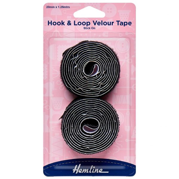 H658 20 Hook & Loop Tape: Stick-On: Value Pack: 1.25m x 20mm: Black