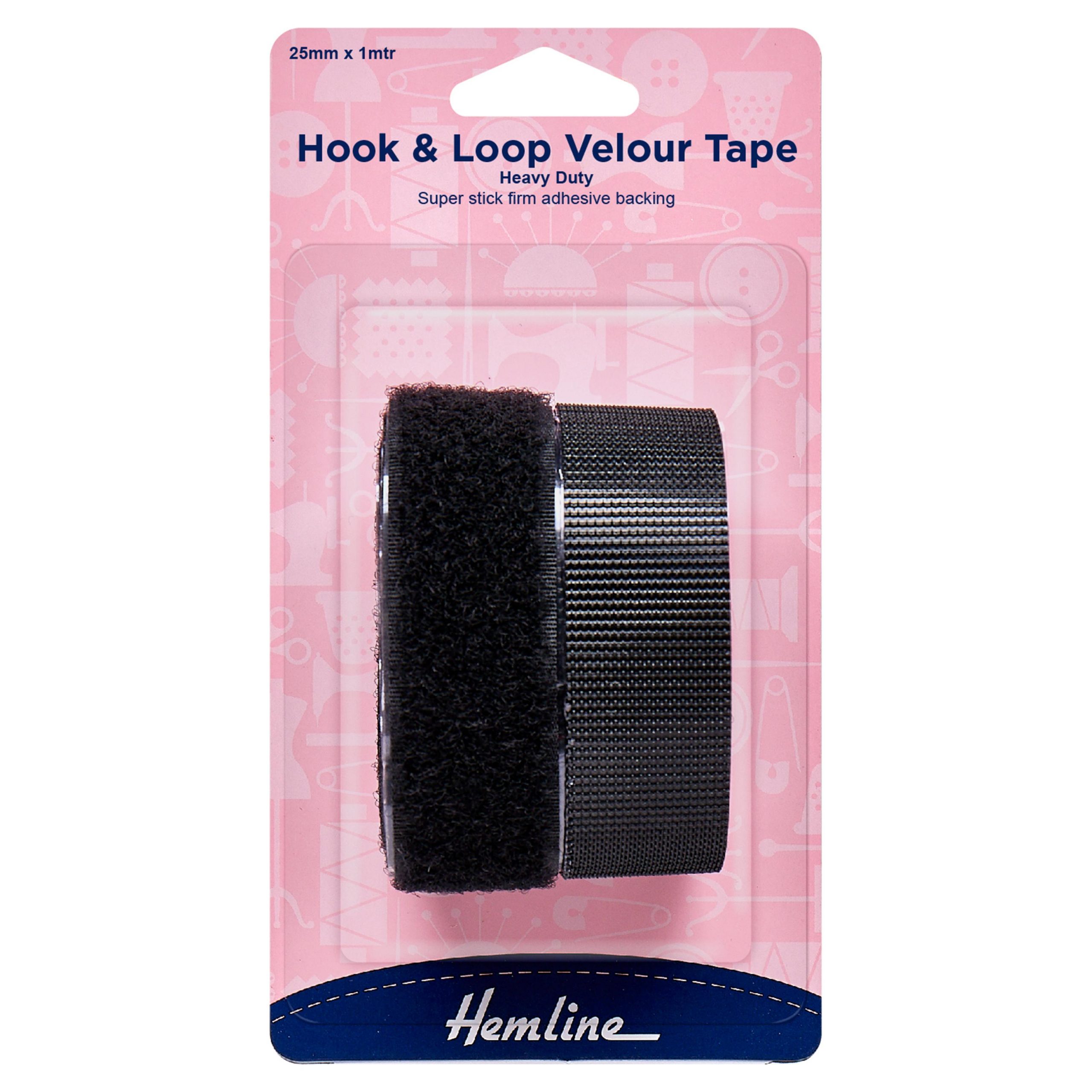 Hook & Loop Tape: Stick-On: Heavy Duty: 1m x 25mm: Black