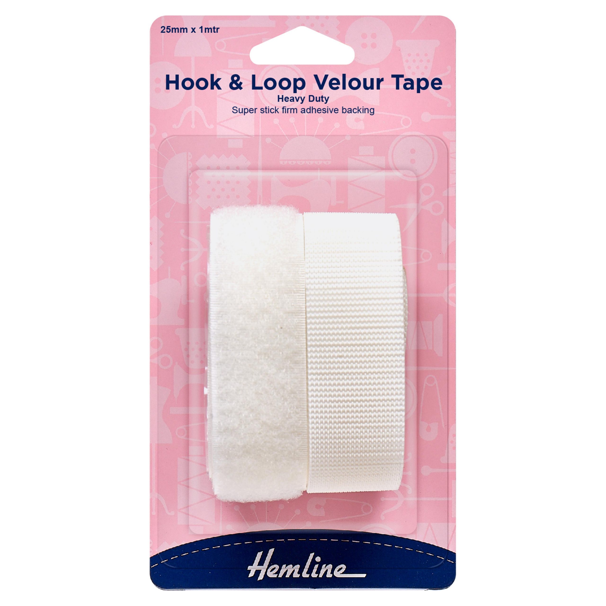 Hook & Loop Tape: Stick-On: Heavy Duty: 1m x 25mm: White