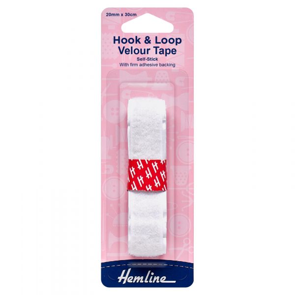 H660 20 1 scaled Hook & Loop Tape: Stick-On: 30cm x 20mm: White