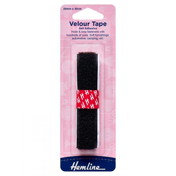H661 20 1 scaled Hook & Loop Tape: Stick-On: 30cm x 20mm: Black