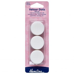 Hook & Loop Dots: Stick-On: 8 Sets of 30mm: White