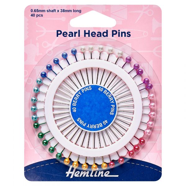 H669 1 scaled Pins: Pearl Head: Assorted: 38mm: Nickel: 40 Pieces