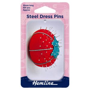 Pins: Steel Dress in Tin: 30mm: Nickel: 500 Pieces