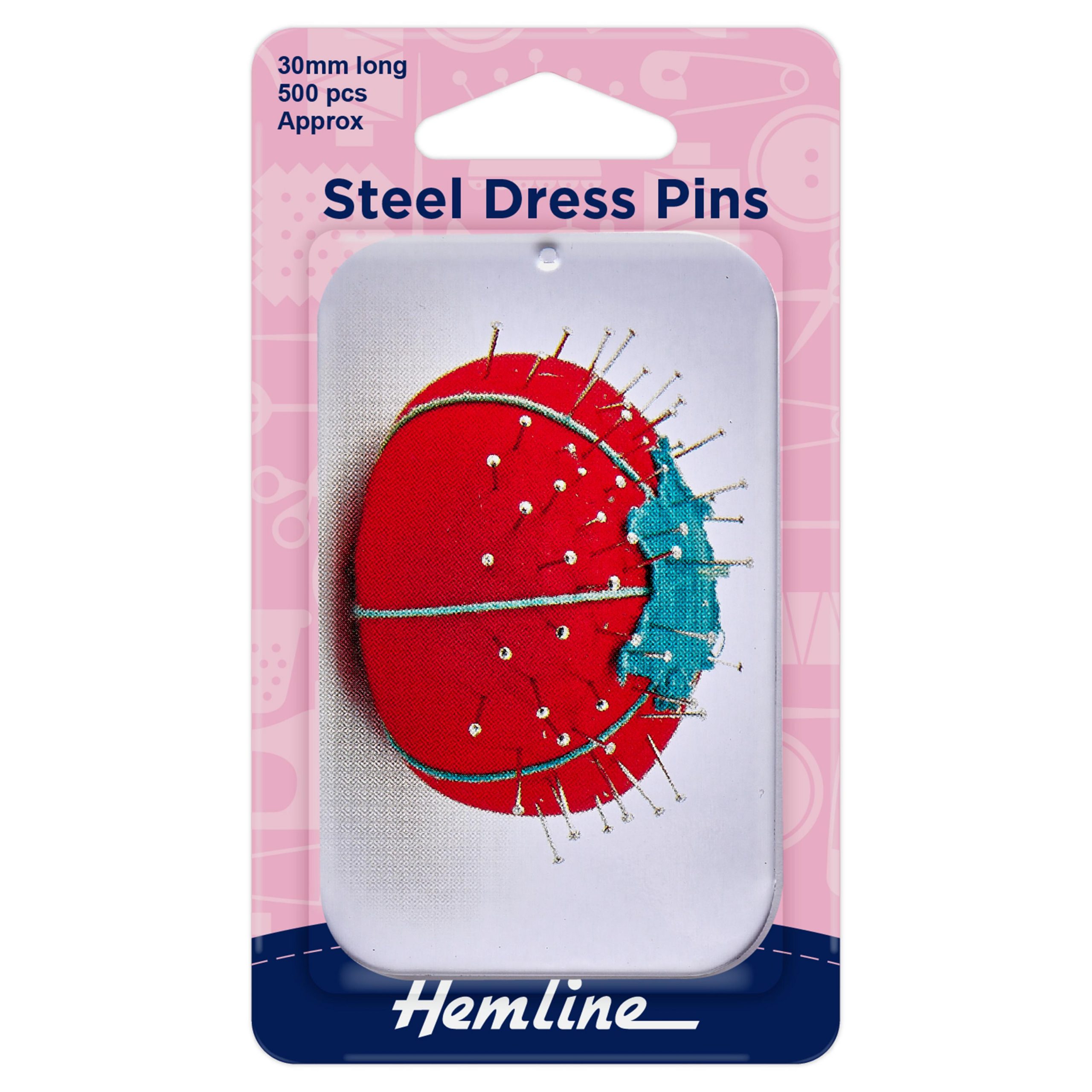 Pins: Steel Dress in Tin: 30mm: Nickel: 500 Pieces