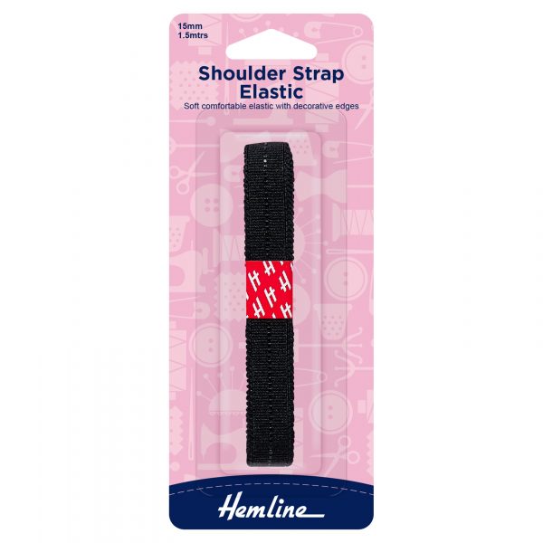 Elastic Shoulder Strap: 1.5m x 15mm: Black