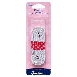 Swimwear Elastic Woven: 2.5m x 9mm: White