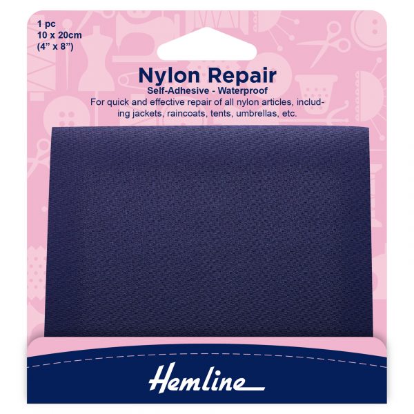 H689 NAVY 1 scaled Self Adhesive Nylon Repair Patch: Navy - 10 x 20cm