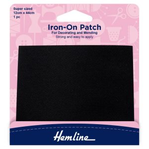 Iron-on Repair Fabric: Black - 12 x 44cm