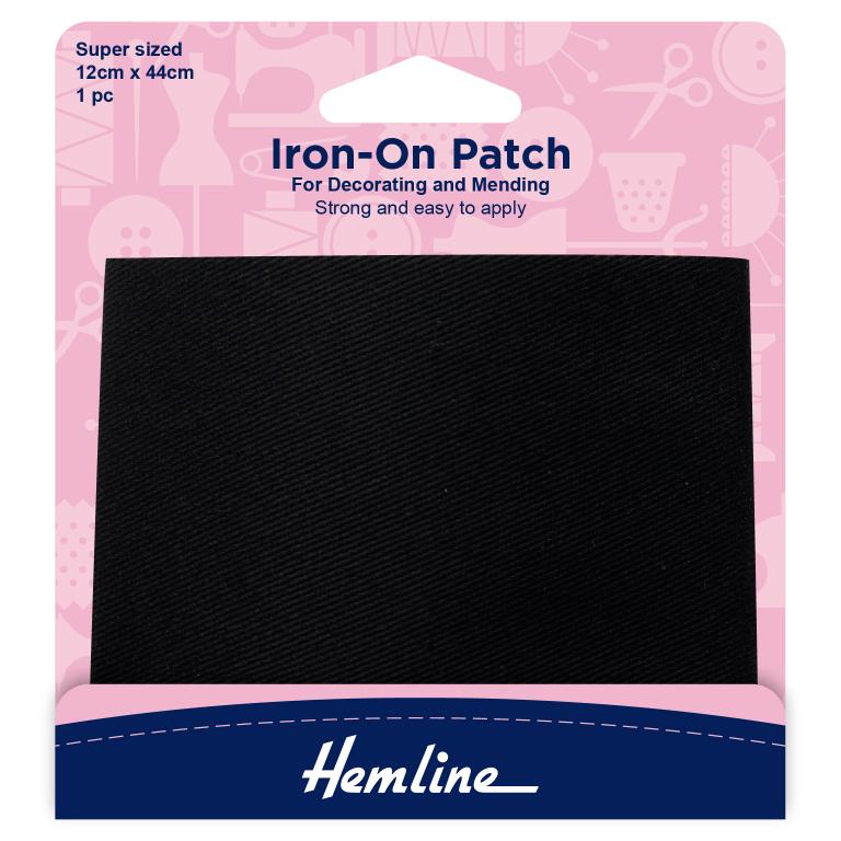 Iron-on Repair Fabric: Black - 12 x 44cm
