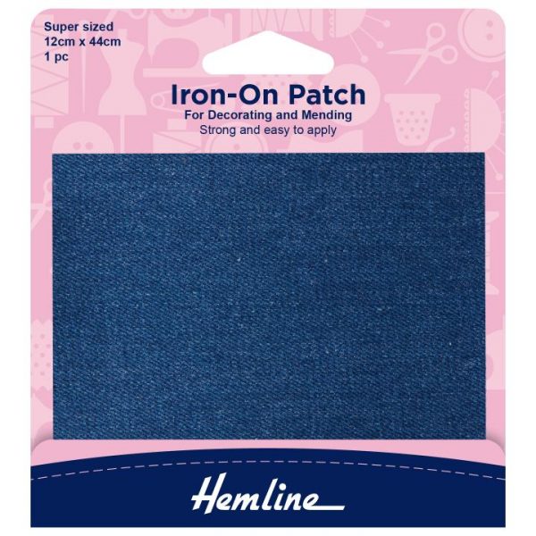 H690L MD Iron-on Repair Fabric: Mid Denim - 12 x 44cm