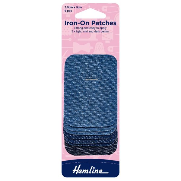H690 AD Iron-On Patches: 7.5 x 5cm: Assorted Denim Colours