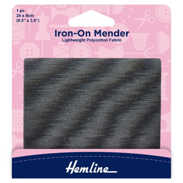 Polycotton Patch: Dark Grey - 24 x 9cm - 1pc