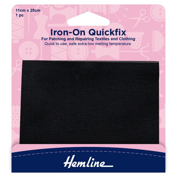 H692 BLACK 1 scaled Quickfix Iron-On Cotton Patches: Black - 11 x 25cm