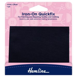 Quickfix Iron-On Cotton Patches: Navy - 11 x 25cm