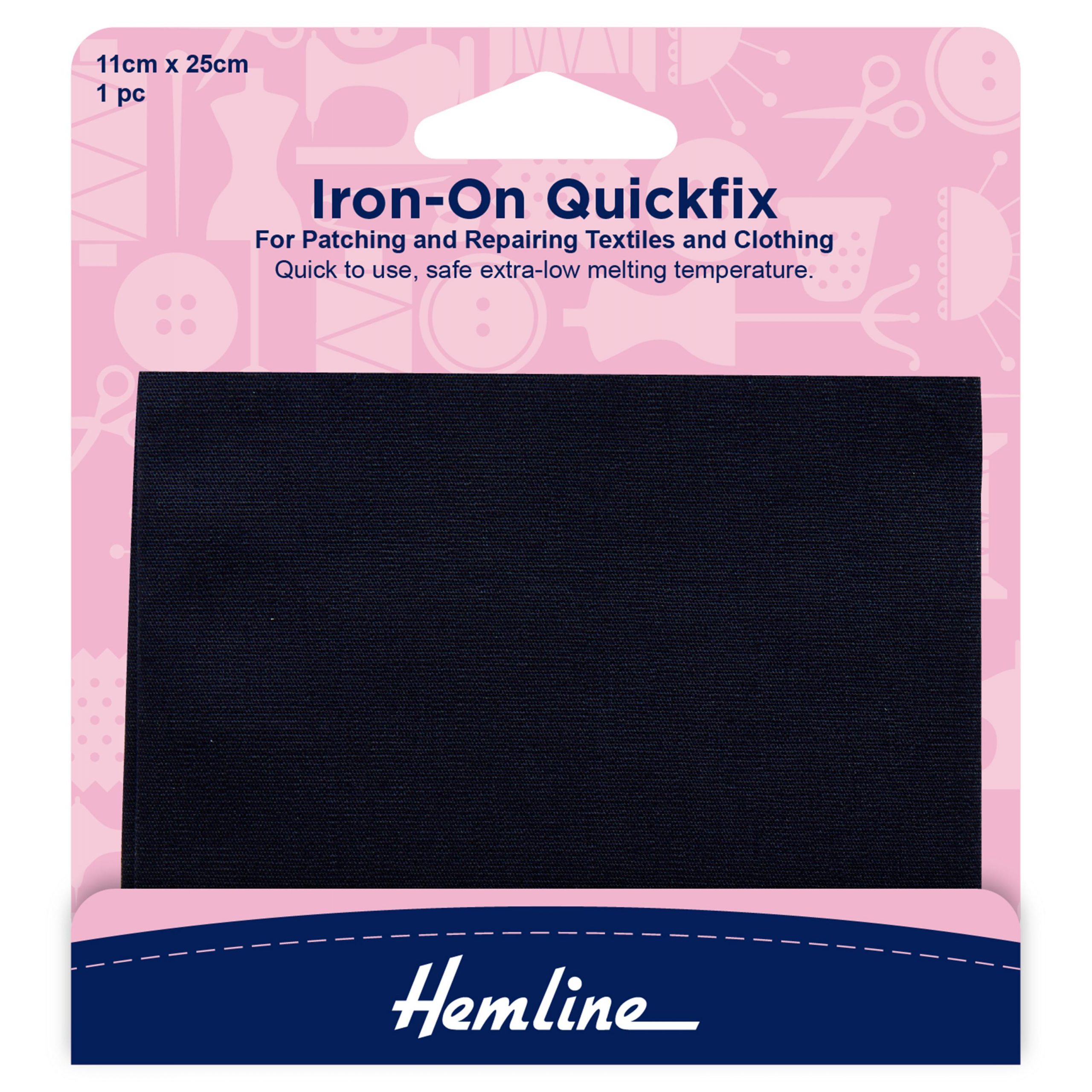 Quickfix Iron-On Cotton Patches: Navy - 11 x 25cm