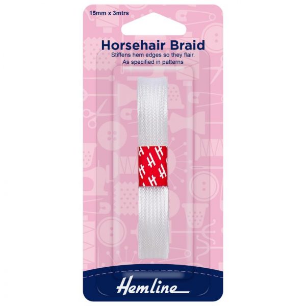 Horse Hair Braid: White - 3m x 15mm