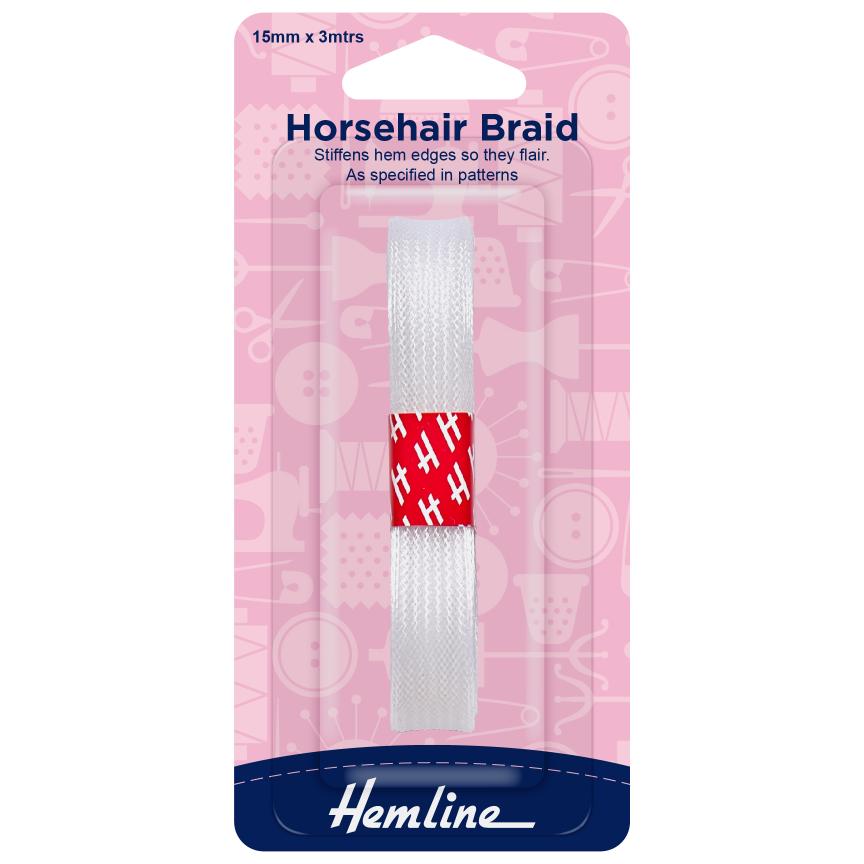 Horse Hair Braid: White - 3m x 15mm