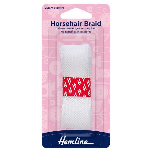 Horse Hair Braid: 3m x 25mm: White