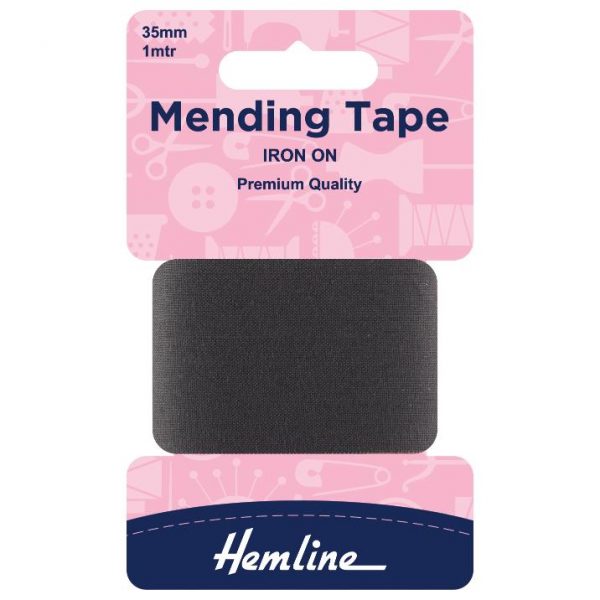 Iron-On Mending Tape: Dark Grey - 100cm x 38mm