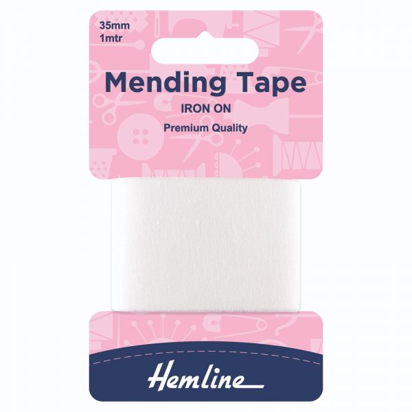 H698 WHT 1 scaled Iron-On Mending Tape: White - 100cm x 38mm