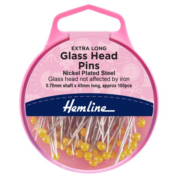 H703 100 1 scaled Pins: Quilters Glass Head: 45mm: Nickel: 100 Pieces