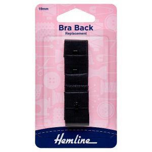 Bra Back Replacement: 19mm: Black