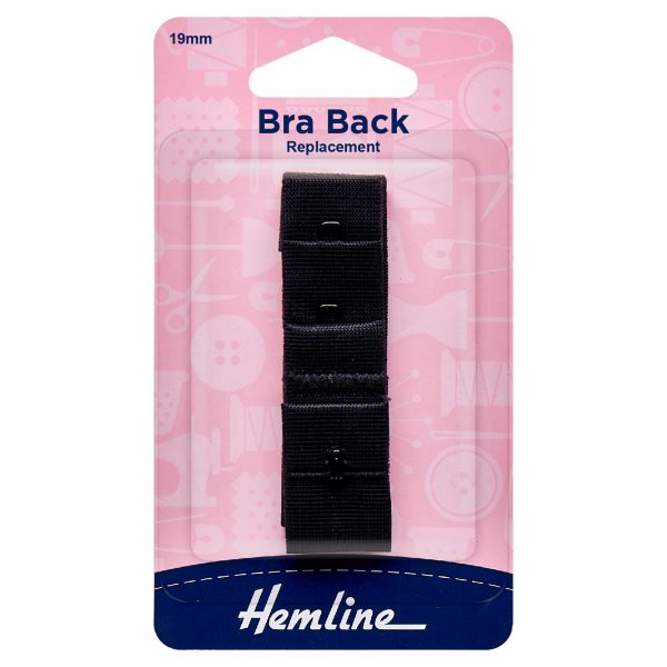 Bra Back Replacement: 19mm: Black