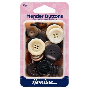 Buttons: Mender: Assorted Colours: 40 Pieces