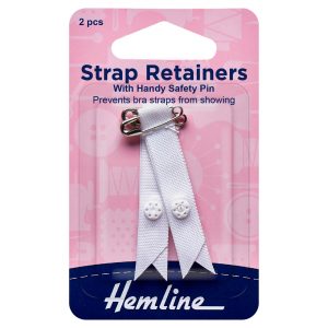 Shoulder Strap Retainer with Safety Pin: White